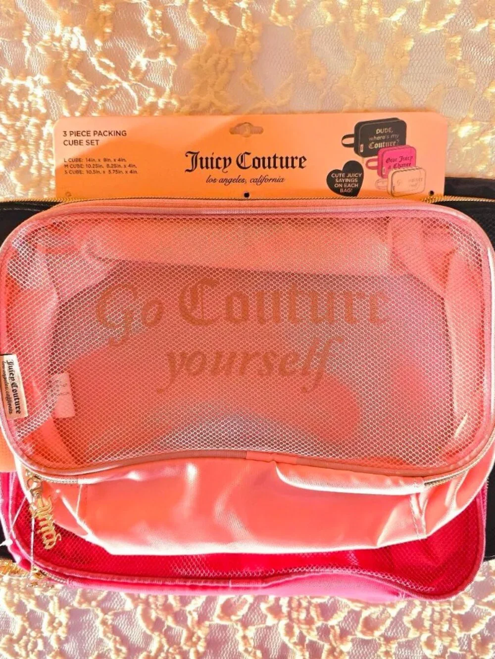 Juicy Couture 3 Piece Packing Cube Set NWT